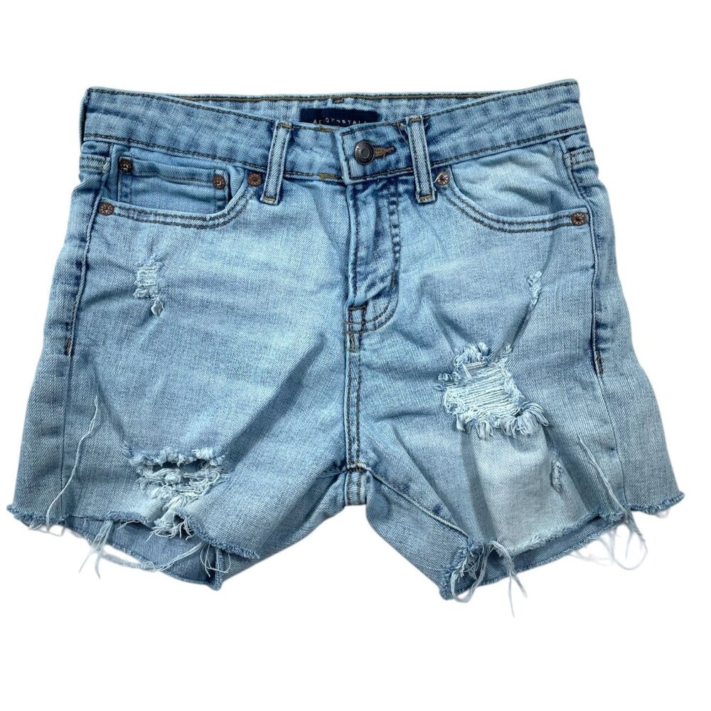 Aeropostale Light Wash Distressed Denim Cutoff Shorts - Size 27